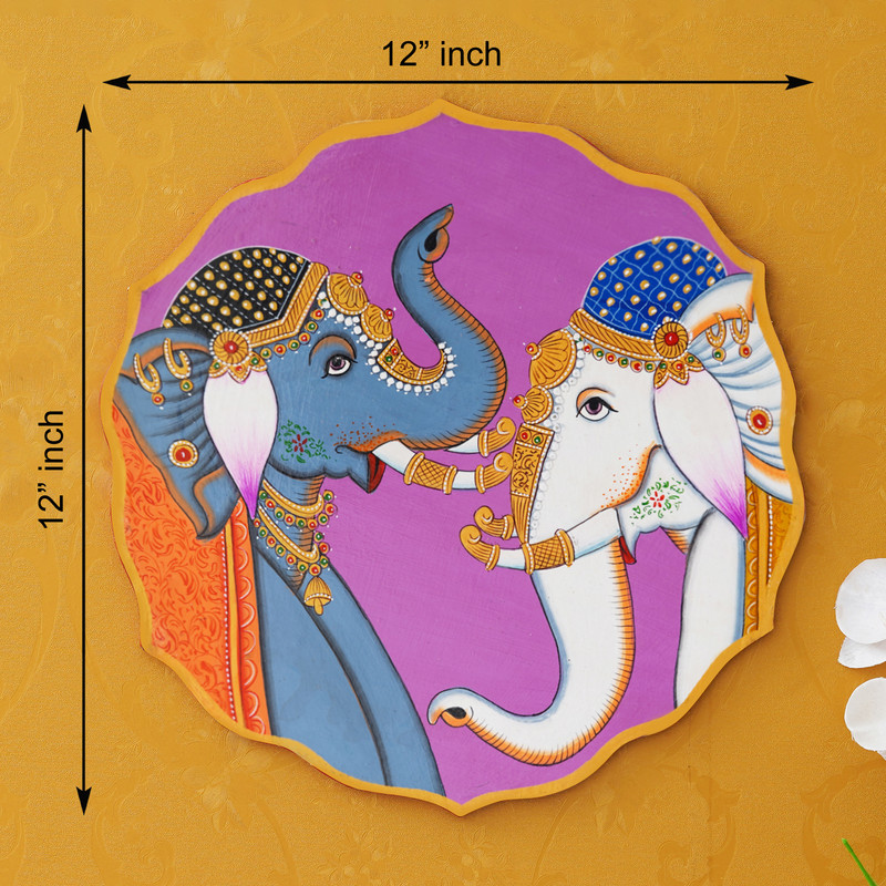 Two Elephants Pichwai Painting - Image 2