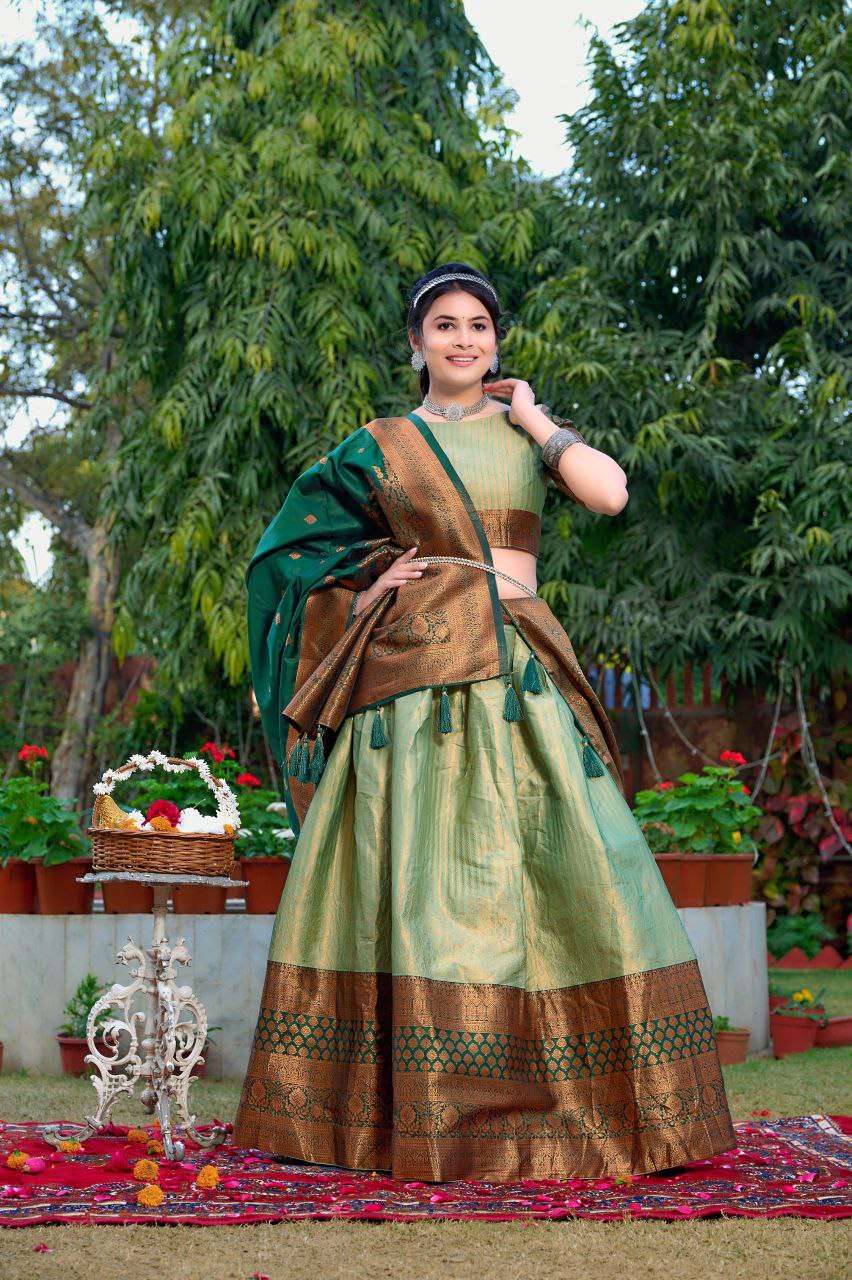 Women's Tussar Silk Patola Print Lehenga Choli Dupatta Set
