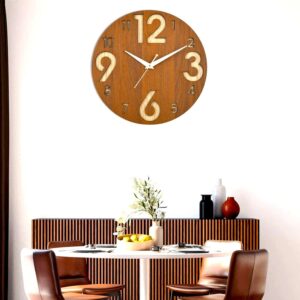 Wooden Silent Non-Ticking Wall Clock for Home Stylish Latest Designer Wall Clock for Home Living Room Bedroom Office Hal
