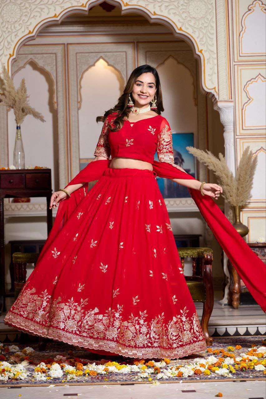 Women's Embroidered Lehenga Choli with Net Dupatta ? Festive & Wedding Wear Set