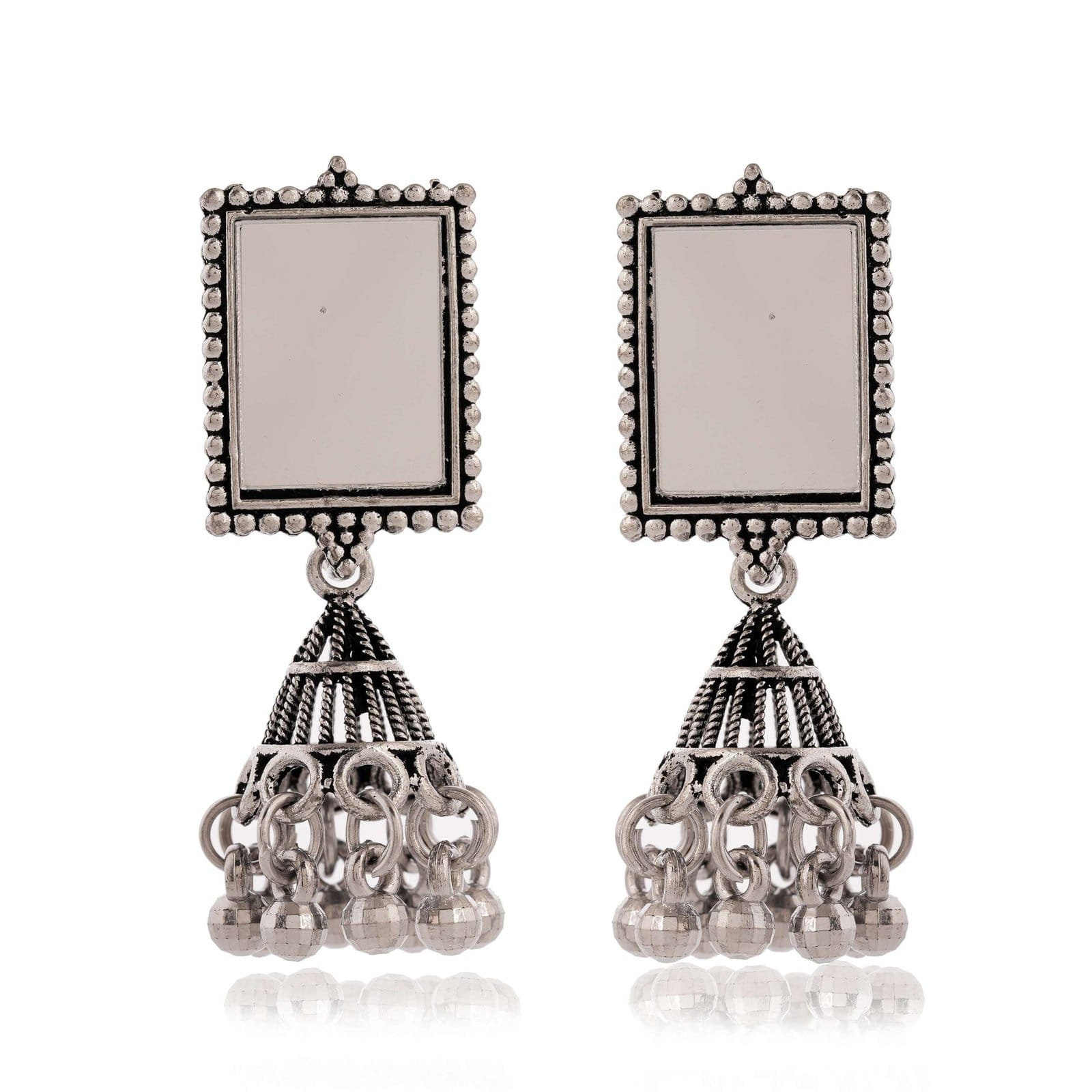 Women Traditional Silver AZ838-OXidised Jhumka Set | German Silver Chand Baliyan & Jhumkas Earrings for Women | Birthday