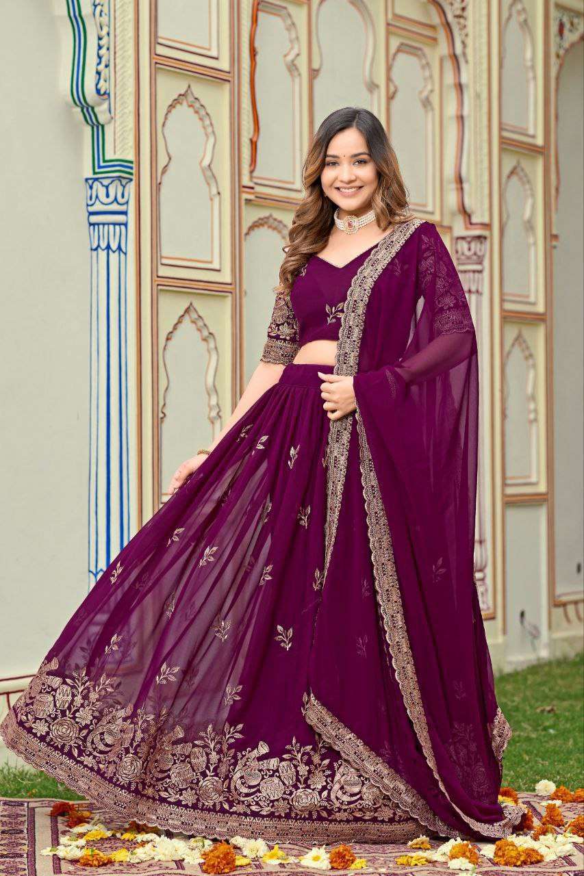 Women's Embroidered Lehenga Choli with Net Dupatta ? Festive & Wedding Wear Set