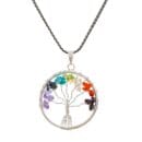 7 Chakra Pendant Tree of Life Crystal Stone Pendant Locket with Metal Chain for Healing Crystal Healing Gemstone Size 3
