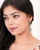 Women Traditional Silver AZ838-OXidised Jhumka Set | German Silver Chand Baliyan & Jhumkas Earrings for Women | Birthday