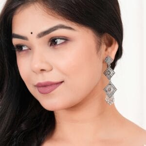 Women Traditional Silver AZ838-OXidised Jhumka Set | German Silver Chand Baliyan & Jhumkas Earrings for Women | Birthday