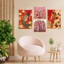 Set of Four Wall Paintings for Wall Dacoration Golden Framed Wall Paintings for Living Room & Bedroom Wall Art for Home