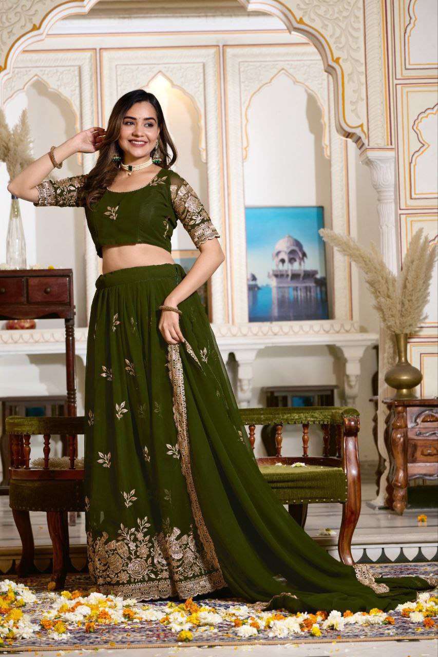 Women's Embroidered Lehenga Choli with Net Dupatta ? Festive & Wedding Wear Set