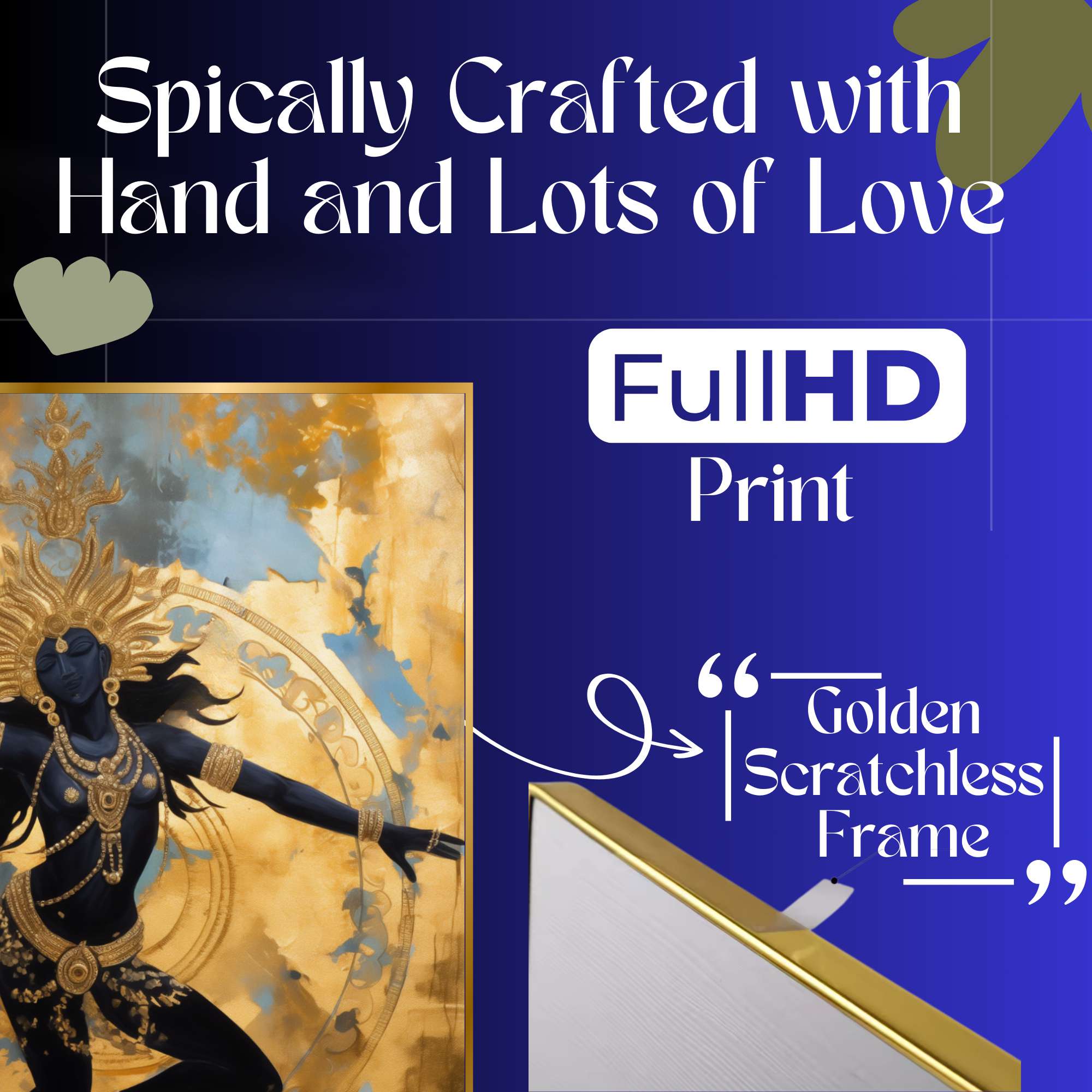 Set of Three Wall Paintings for Wall Dacoration Golden Framed Wall Paintings for Living Room & Bedroom Wall Art for Home