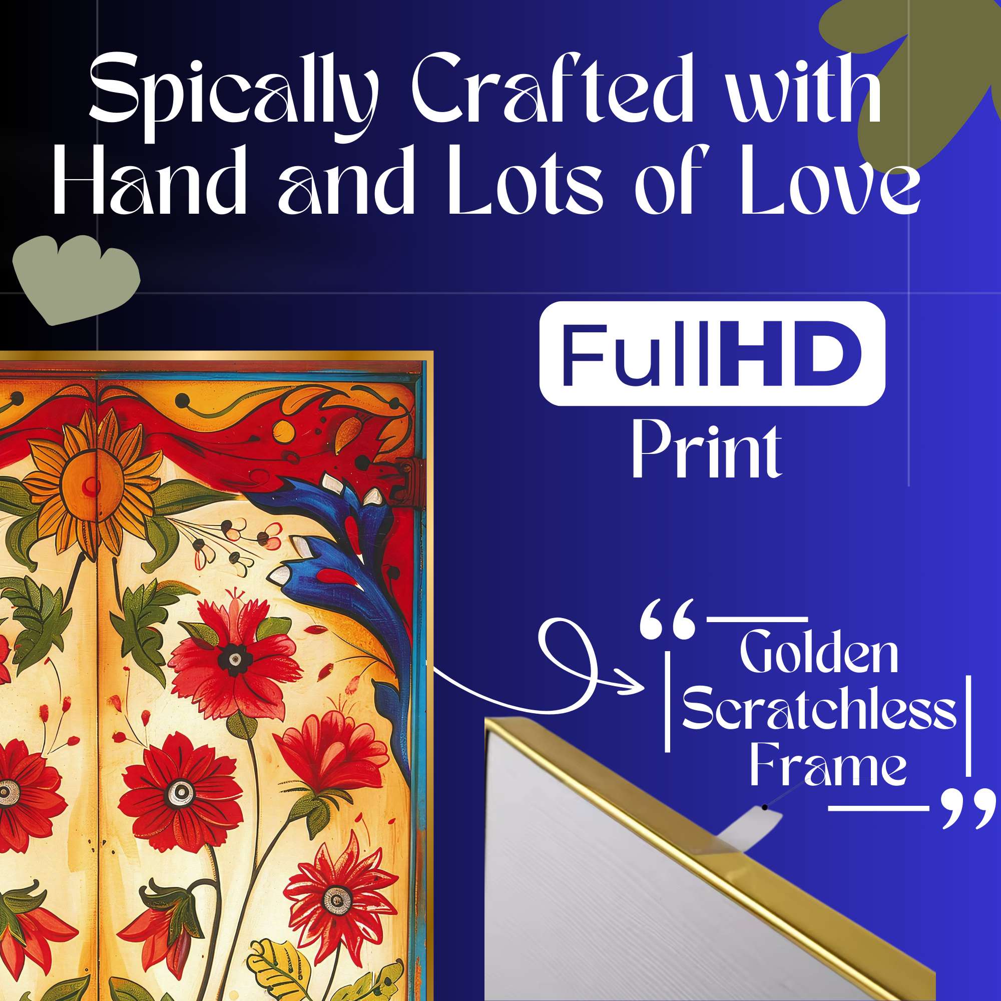 Set of Four Wall Paintings for Wall Dacoration Golden Framed Wall Paintings for Living Room & Bedroom Wall Art for Home
