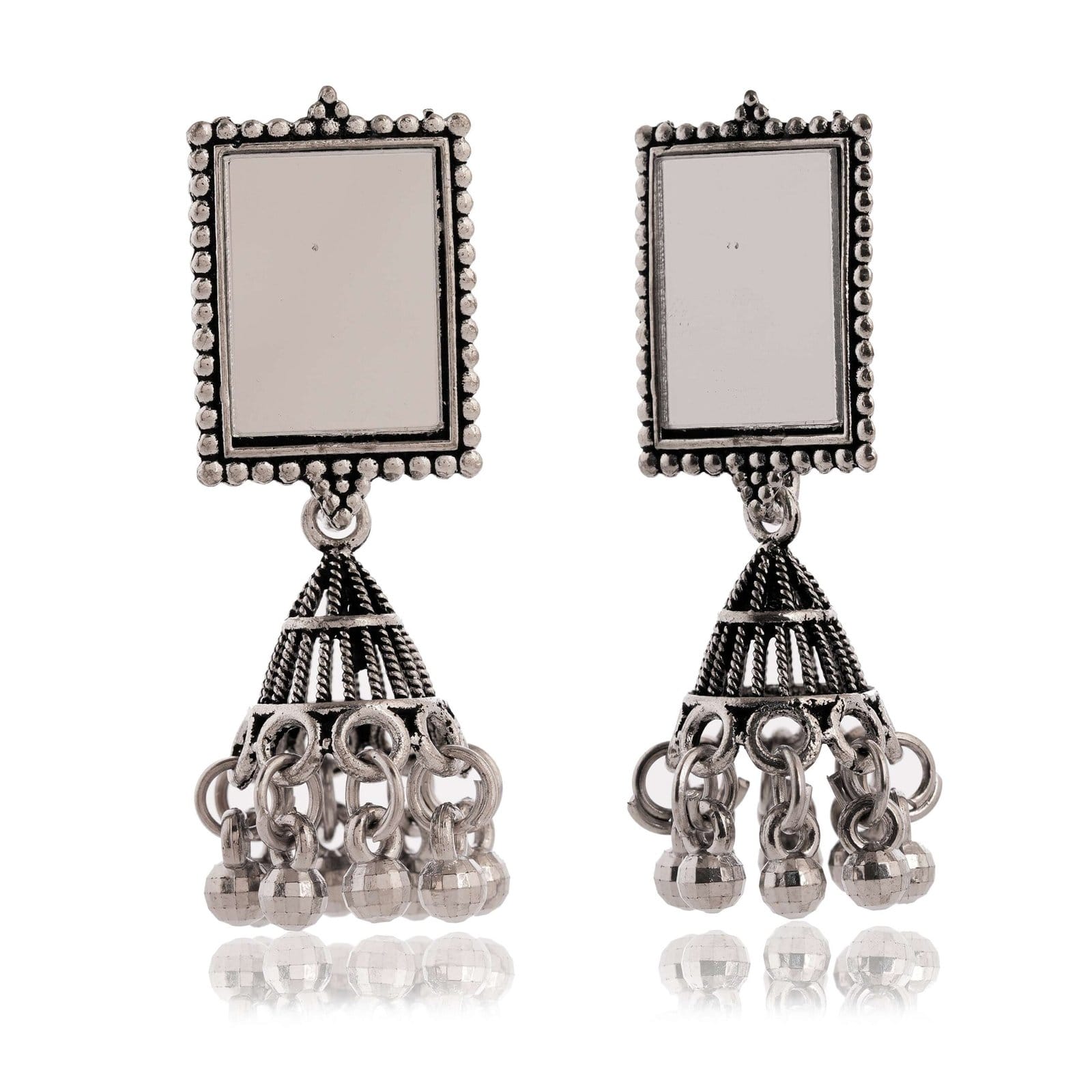 Women Traditional Silver AZ838-OXidised Jhumka Set | German Silver Chand Baliyan & Jhumkas Earrings for Women | Birthday