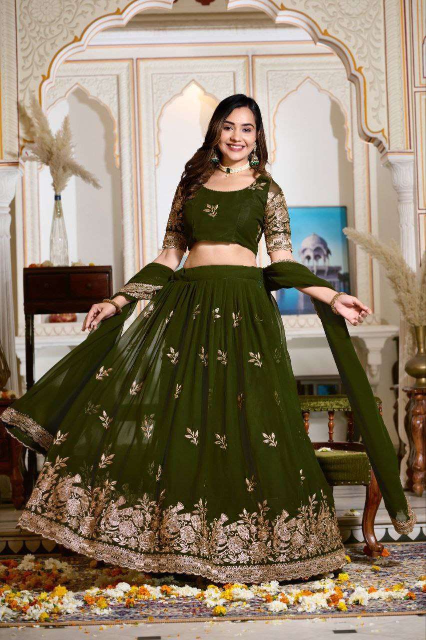 Women's Embroidered Lehenga Choli with Net Dupatta ? Festive & Wedding Wear Set