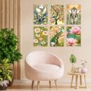 Set of Six Wall Paintings for Wall Dacoration Golden Framed Wall Paintings for Living Room & Bedroom Wall Art for Home D