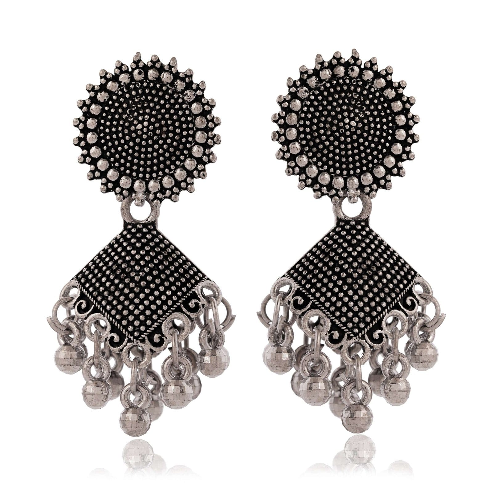 Women's Dot Design Earrings, Indian Hoops, Mandala Hoops Chakra - Drop Dangles Earrings