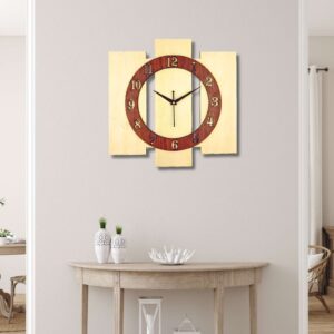Wooden Silent Non-Ticking Wall Clock for Home Stylish Latest Designer Wall Clock for Home Living Room Bedroom Office Hal