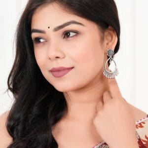 Earrings for Women Traditional Silver AZ838-OXidised Jhumka Set | German Silver Chand Baliyan & Jhumkas Earrings | Birth