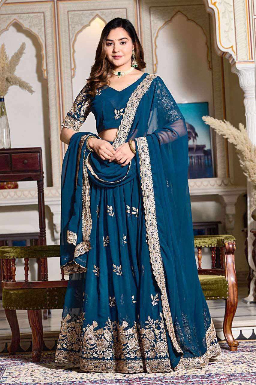Women's Embroidered Lehenga Choli with Net Dupatta ? Festive & Wedding Wear Set