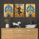 Set of Three Wall Paintings for Wall Dacoration Golden Framed Wall Paintings for Living Room & Bedroom Wall Art for Home