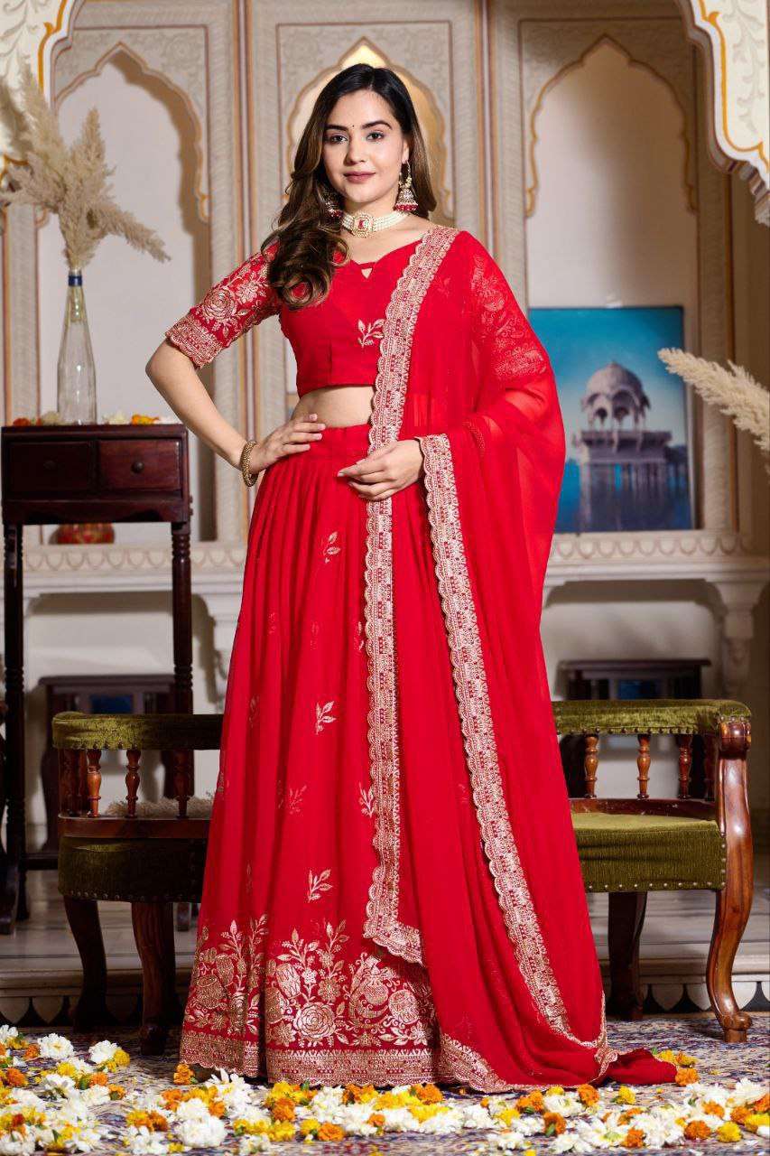 Women's Embroidered Lehenga Choli with Net Dupatta ? Festive & Wedding Wear Set