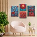 Set of Four Wall Paintings for Wall Dacoration Golden Framed Wall Paintings for Living Room & Bedroom Wall Art for Home
