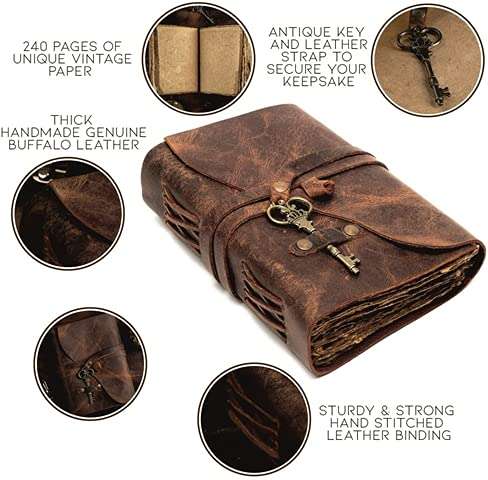 xquisite handmade leather Diary - 200 brown handmade pages - Image 4