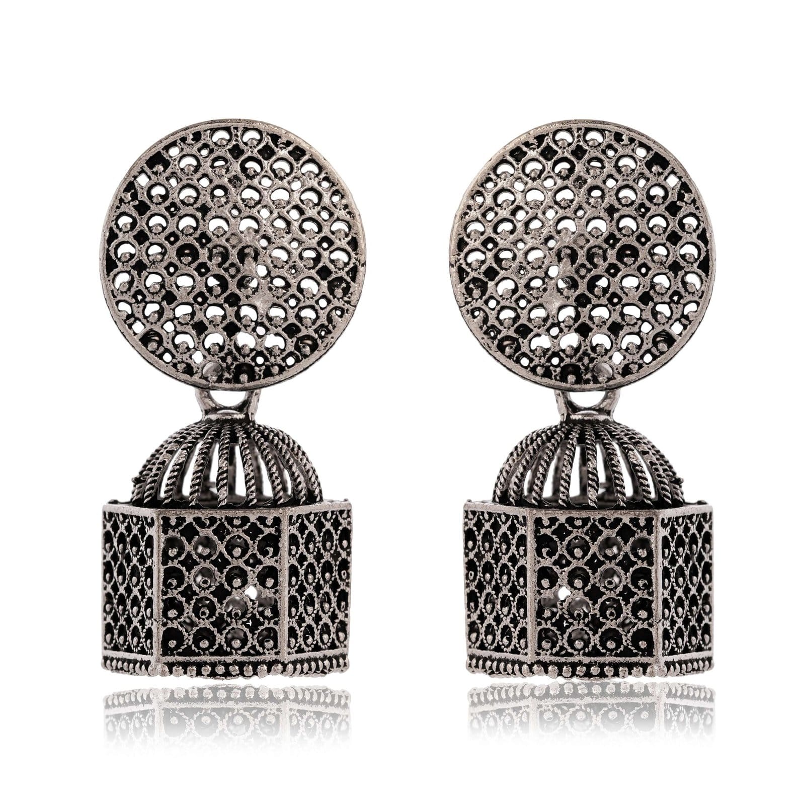 Earrings for Women Traditional Silver AZ838-OXidised Jhumka Set | German Silver Chand Baliyan & Jhumkas Earrings | Birth