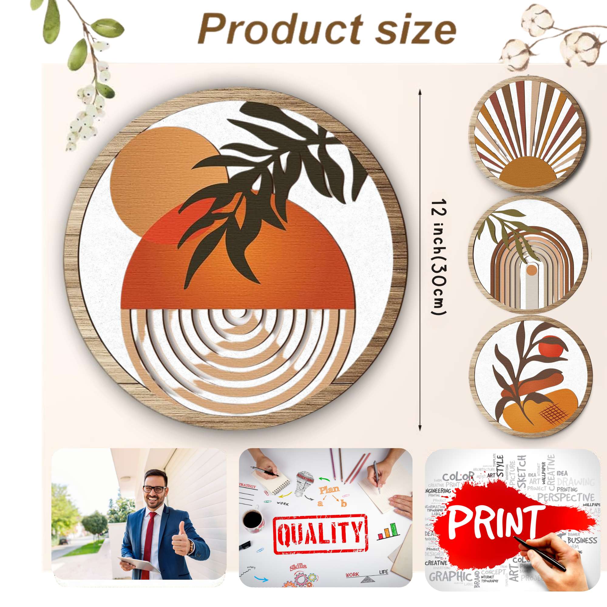 5 PCS Circle Wall Painting