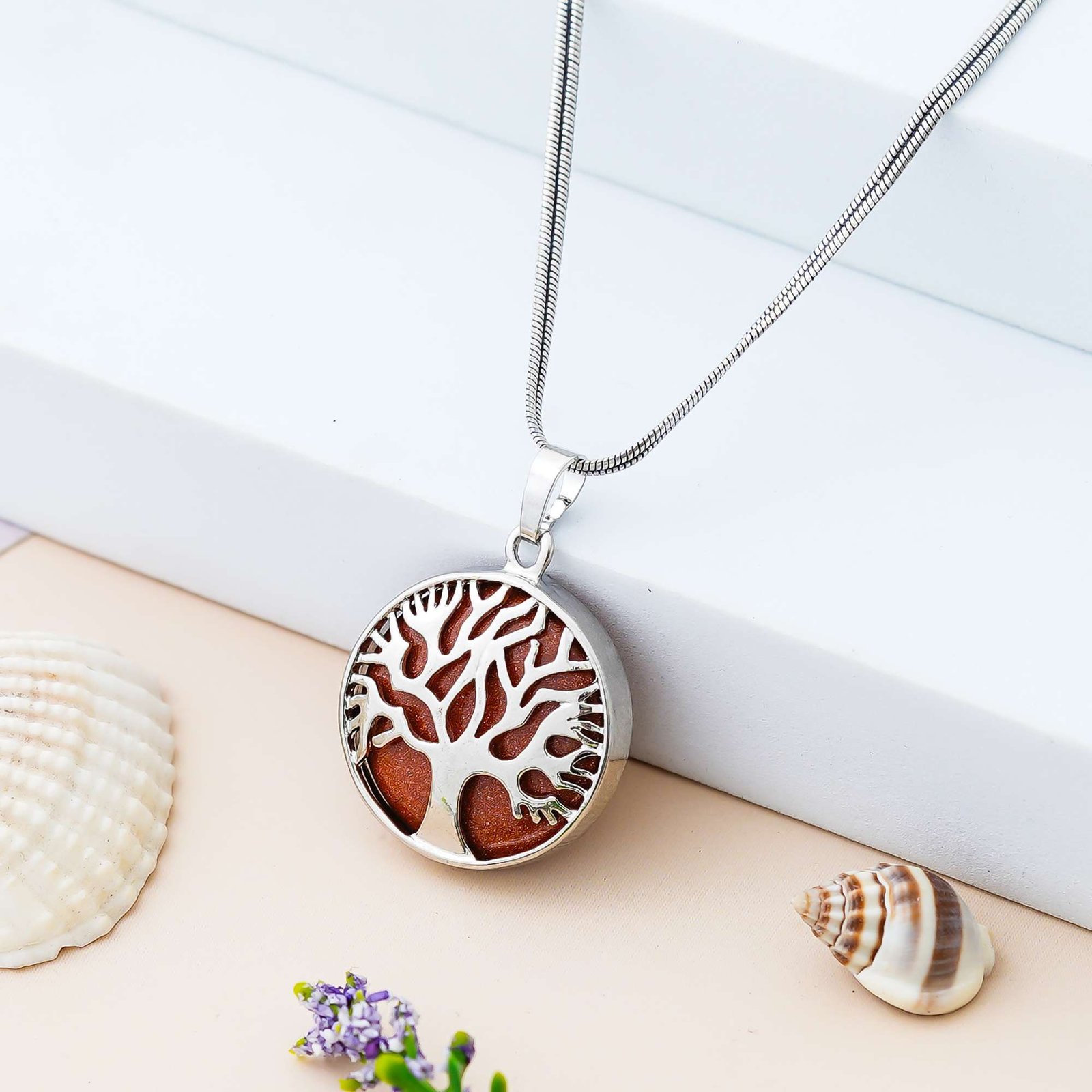 Crystal Tree of Life Pendant Simple White crystal Mineral Jewellery for Men Women Pendulum Necklace Family Tree Necklace