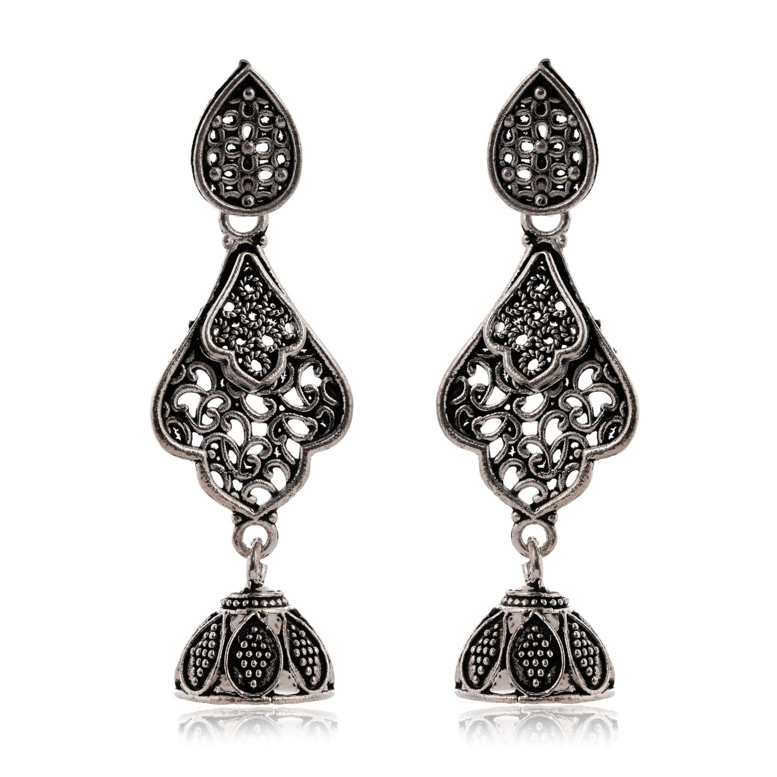 Women's Indian Bollywood Stylish AZ838-OXidised Earrings Traditional Ethnic Jhumka/Jhumki Earrings for Women - Unique De