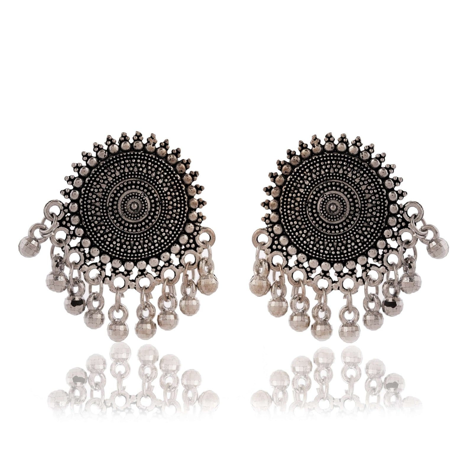 Earrings for Women Traditional Silver AZ838-OXidised Jhumka Set | German Silver Chand Baliyan & Jhumkas Earrings | Birth