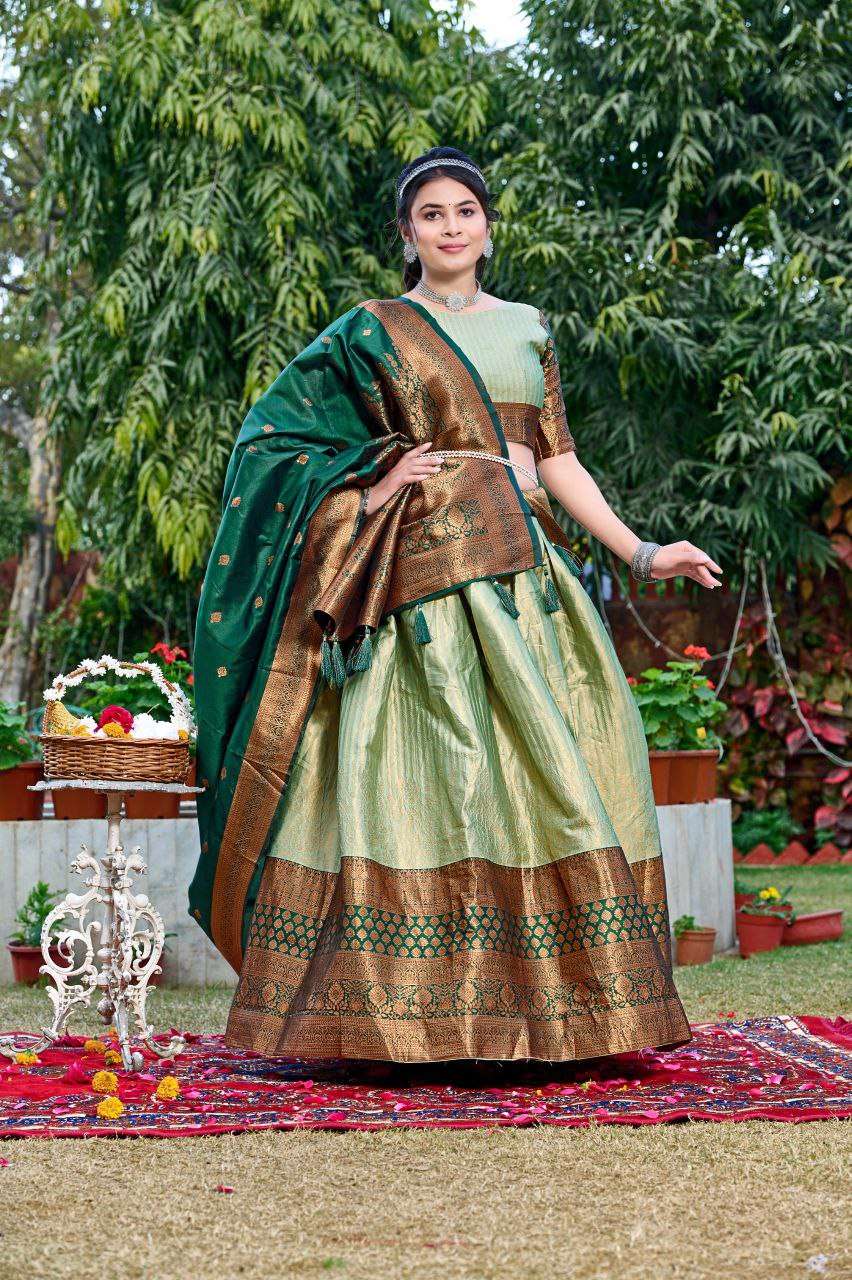 Women's Tussar Silk Patola Print Lehenga Choli Dupatta Set