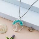 Amazonite Pendant Tree of Life Crystal Stone Pendant Locket with Metal Chain for Healing Crystal Healing Gemstone Size
