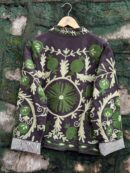 Womens Purple Velvet Embroidered Jacket with Floral Design