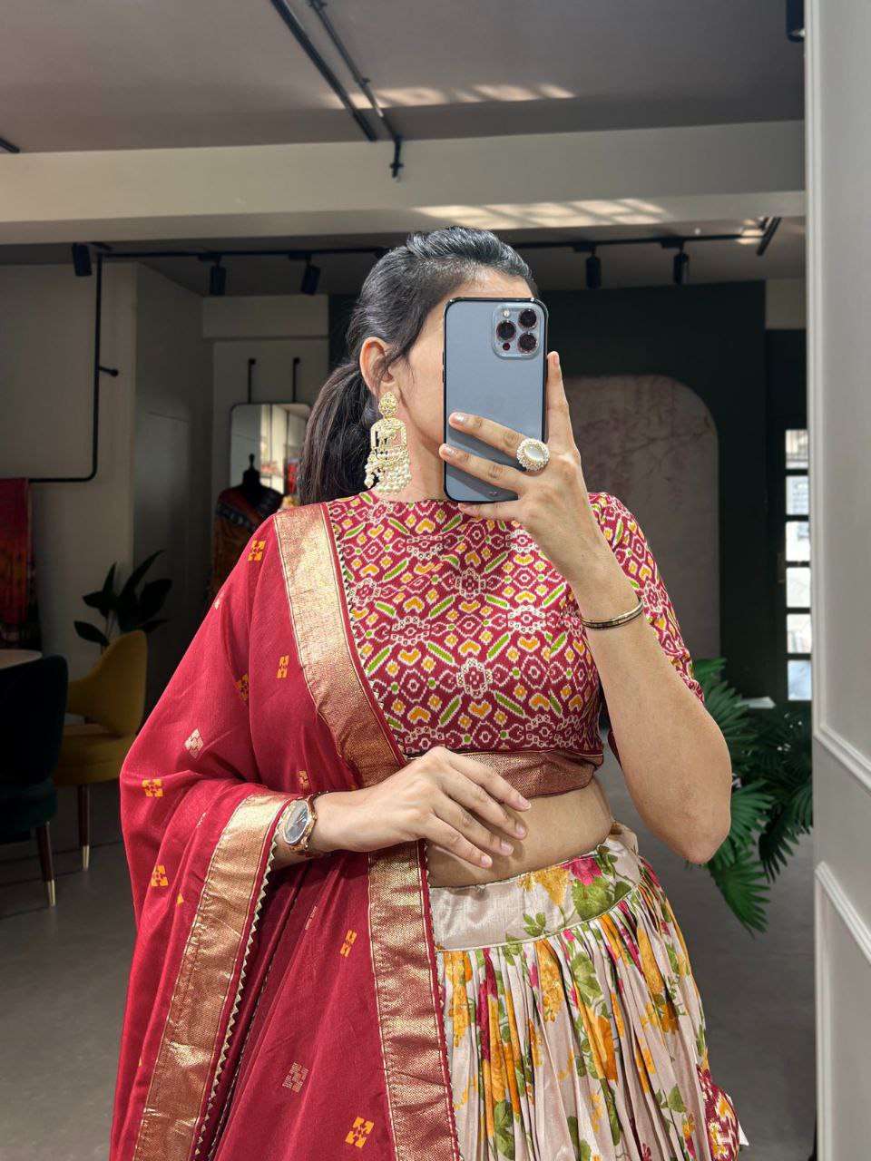 Women's Luxurious Tussar Silk Lehenga Choli with Intricate Prints & Can-Can Flair