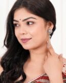 Women Traditional Silver AZ838-OXidised Jhumka Set | German Silver Chand Baliyan & Jhumkas Earrings for Women | Birthday