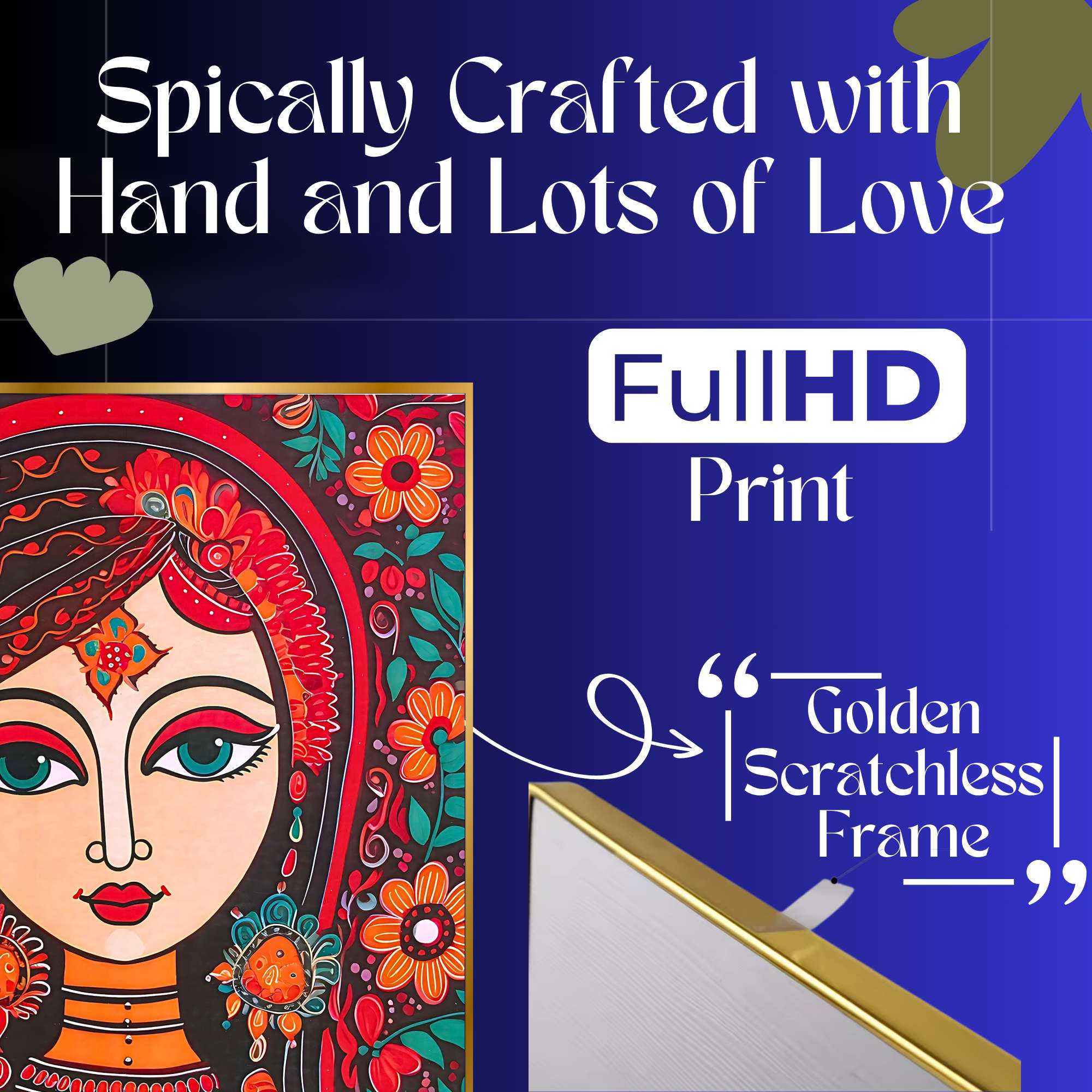 Set of Six Wall Paintings for Wall Dacoration Golden Framed Wall Paintings for Living Room & Bedroom Wall Art for Home D