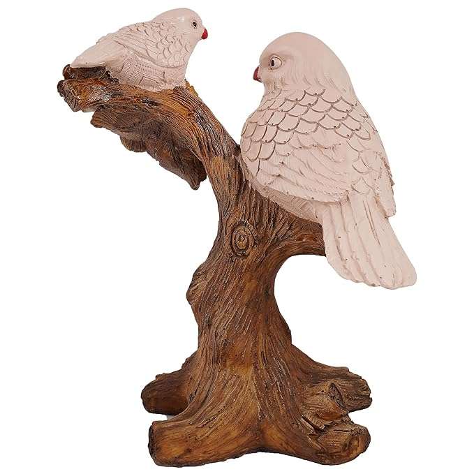 Resin Handcrafted Birds Couple On Tree Showpiece Bird Statue For Home Dcor Living Room Bedroom Table Top Antique Garden