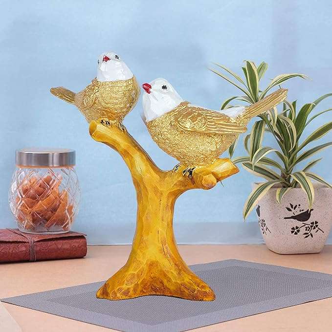 Resin Handcrafted Birds Couple On Tree Showpiece Bird Statue For Home Dcor Living Room Bedroom Table Top Antique Garden