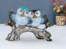 Owl Family Sitting on Tree Decorative Bird Showpieces Statue for Home Decor Living Room Bedroom Wall Shelf Table Top Gar