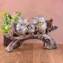 Owl Family Sitting on Tree Decorative Bird Showpieces Statue for Home Decor Living Room Bedroom Wall Shelf Table Top Gar
